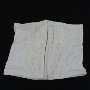 Secret Treasures Women Medium White Floral Flower Lace Hook Eye Boned Corset Top